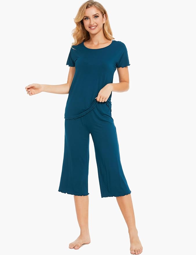 Bamboo Capri Pajama Set - Short Sleeve - 2 Piece