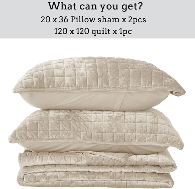 Velvet Quilt Set - King - 3 Piece