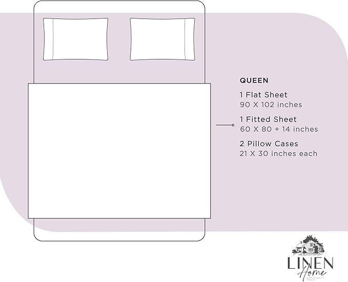 100% Cotton Bed Sheet Set - Queen - 4 Piece