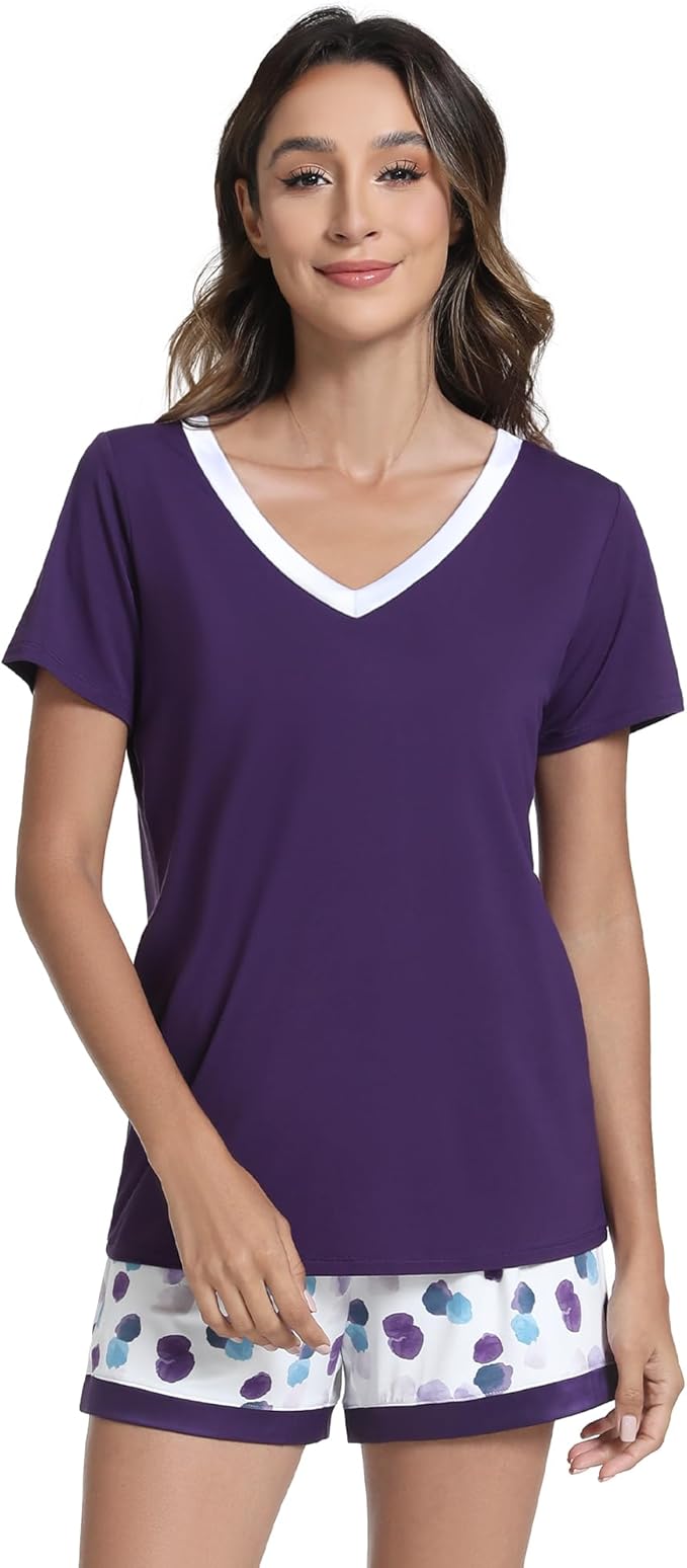 Women's Bamboo Cooling Pajama Set - Short Sleeve - 2 Piece