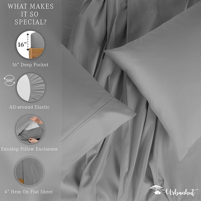Bed Sheet Set - Queen - 16 in Deep Pocket - 4 Piece