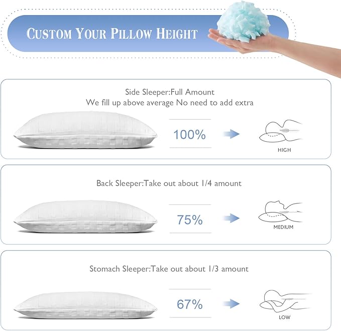 Memory Foam Cooling Bed Pillow - Queen - 2 Piece