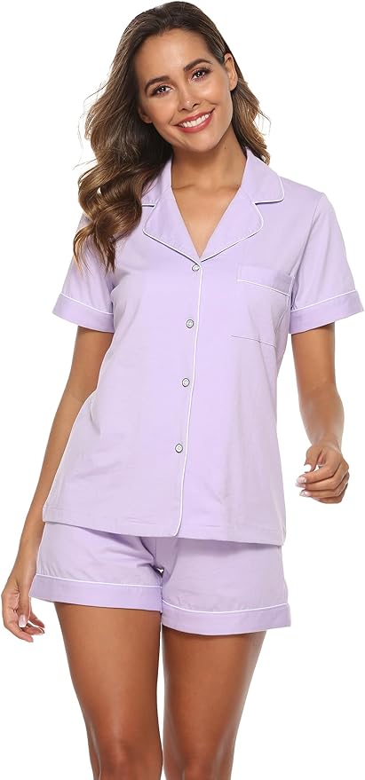 100% Cotton Pajama Set - Short Sleeve - 2 Piece