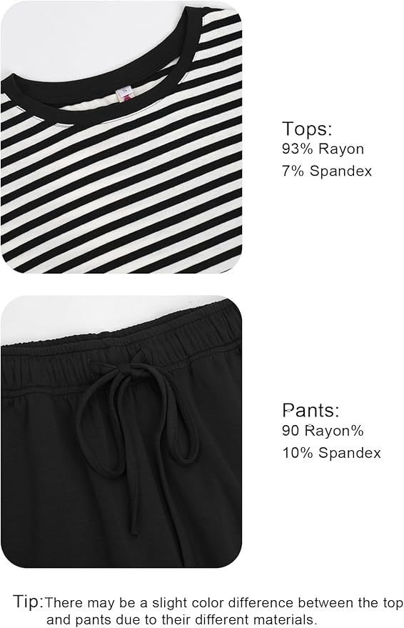 Women's Loungewear Set - Short Sleeve - Pants - 2 Piece