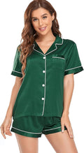 Women's Satin Pajama Set - Short Sleeve - 2 Piece