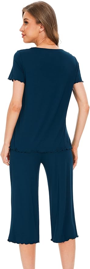 Bamboo Capri Pajama Set - Short Sleeve - 2 Piece