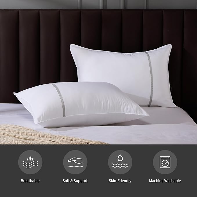 Down Alternative Cooling Bed Pillow - King - 20 x 34 in - 2 Piece