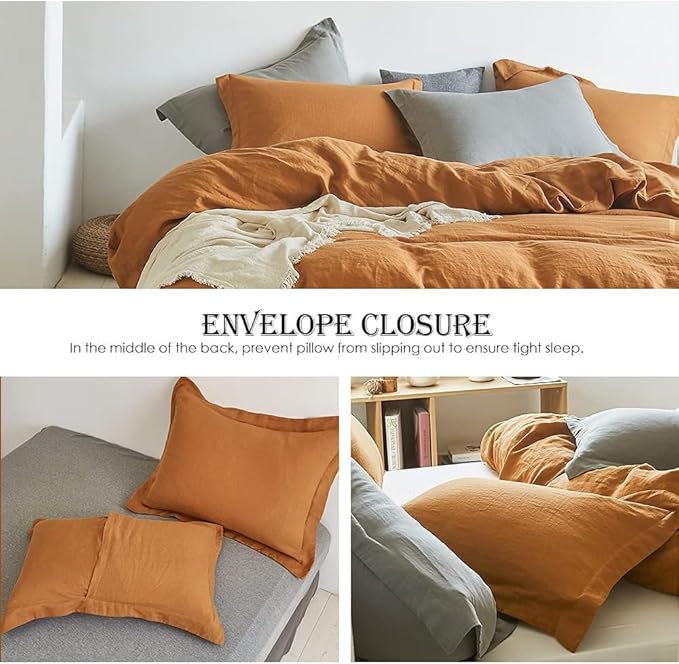 Linen Duvet Cover Set - California King - 3 Piece