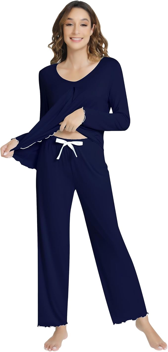 Women's Bamboo Pants Pajama Set - Long Sleeve