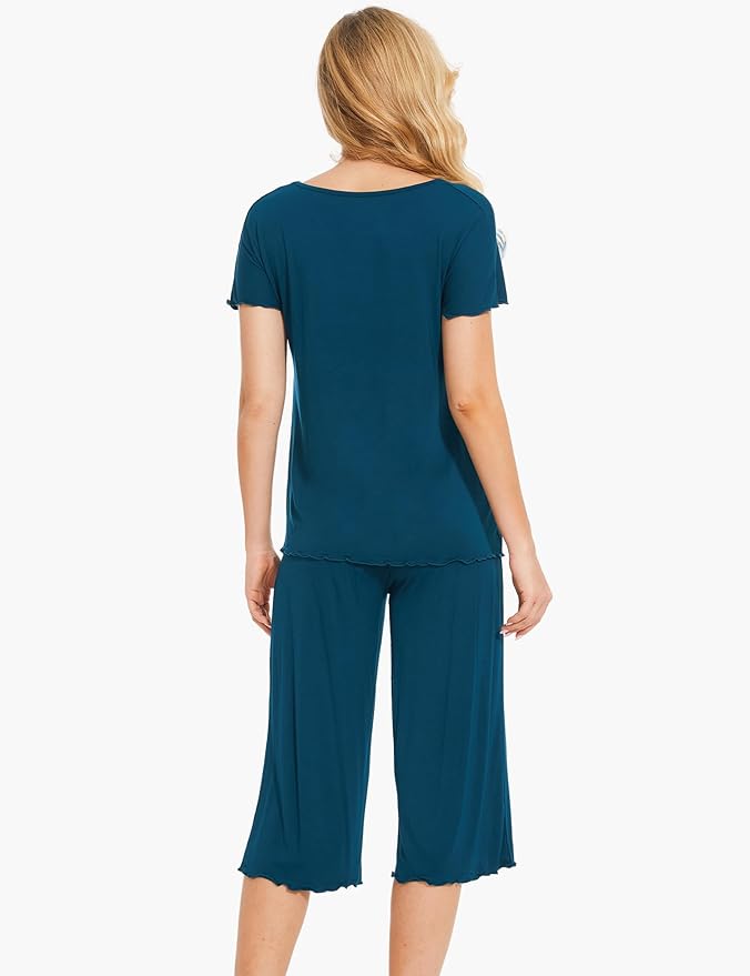 Bamboo Capri Pajama Set - Short Sleeve - 2 Piece