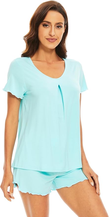 Bamboo Cooling Shorts Pajama Set - Short Sleeve - 2 Piece
