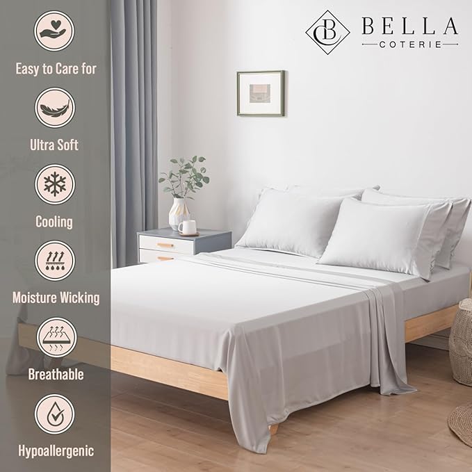 Bamboo Cooling Bed Sheet Set - Queen - 18 in Deep Pocket - 6 Piece