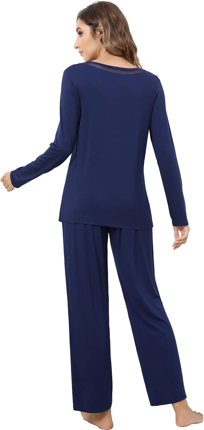 Women's Bamboo Pants Pajama Set - Long Sleeve