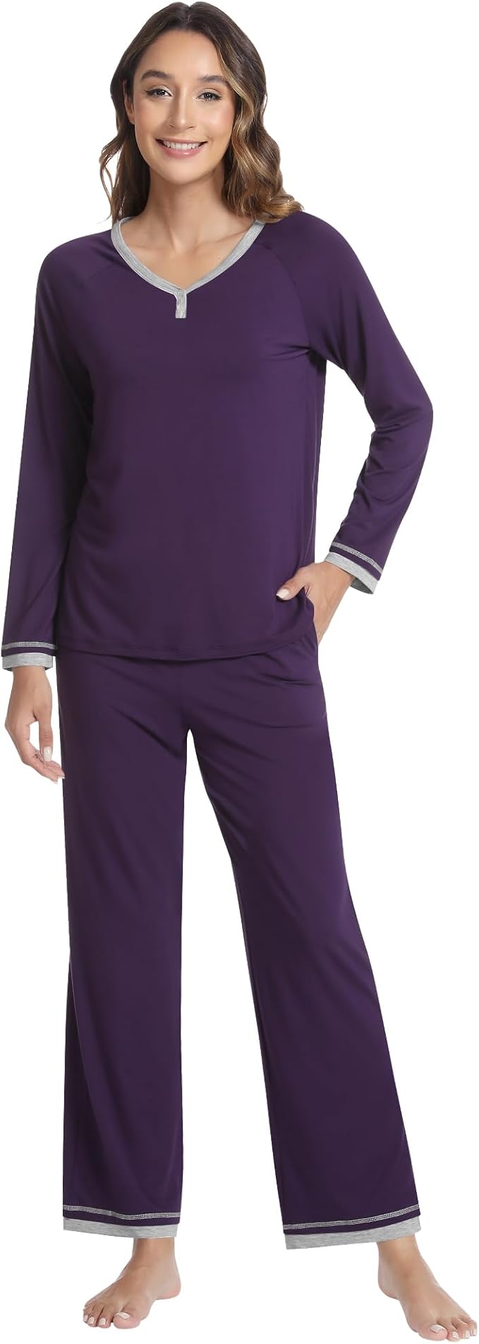 Women's Bamboo Pants Pajama Set - Long Sleeve - 2 Piece
