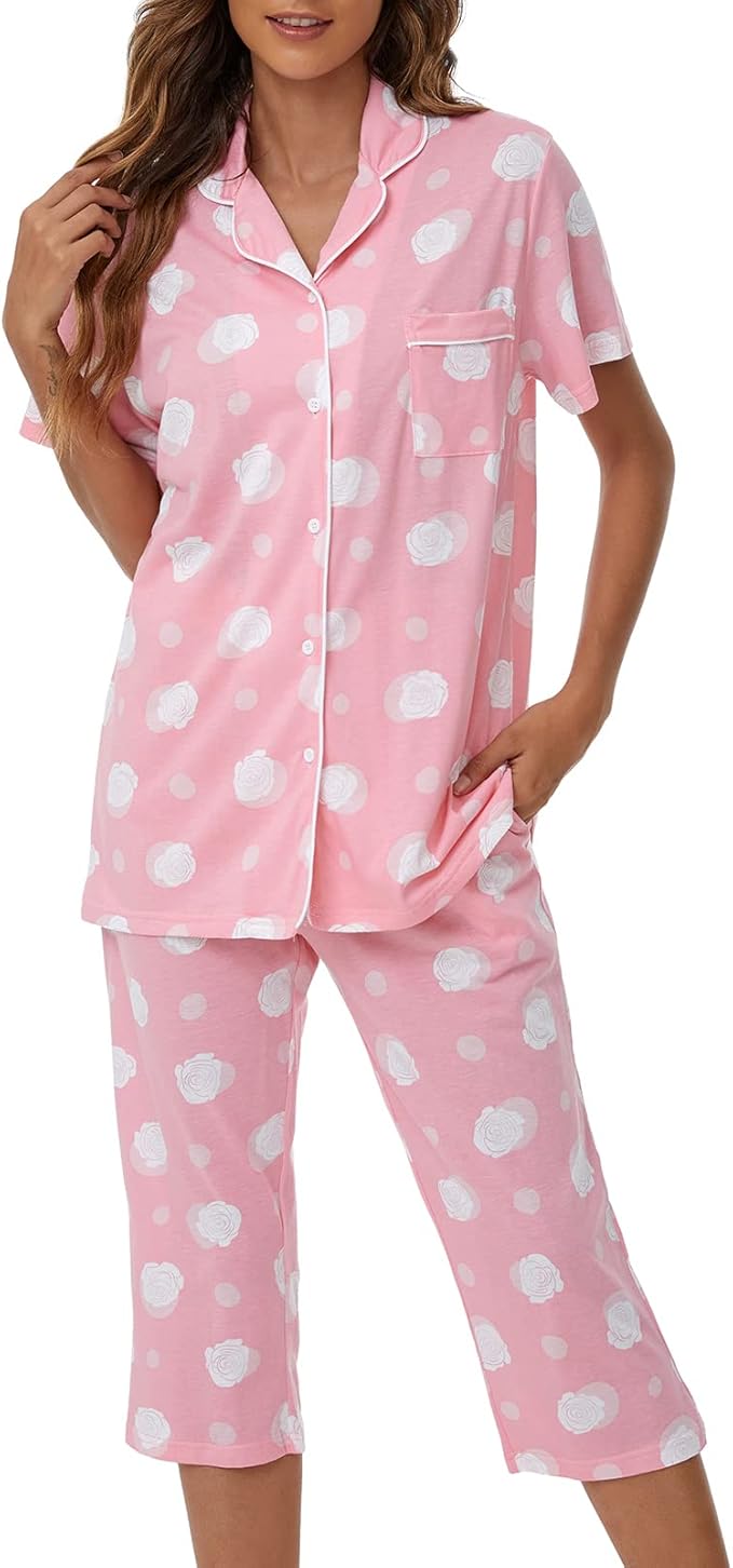 Capri Pajama Set - Short Sleeve - 2 Piece