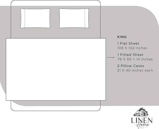 100% Cotton Bed Sheet Set - King - 4 Piece