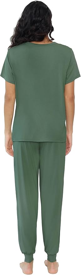 Women's Bamboo Pants Pajama Set - Short Sleeve - 2 Piece