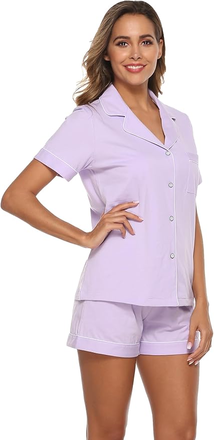 100% Cotton Pajama Set - Short Sleeve - 2 Piece