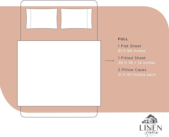 100% Cotton Bed Sheet Set - Full - 4 Piece