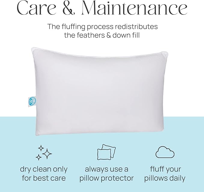 100% Cotton Bed Pillow - King - 20 x 36 in - 2 Piece
