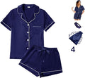 Satin Pajama Set - Short Sleeve - 4 Piece