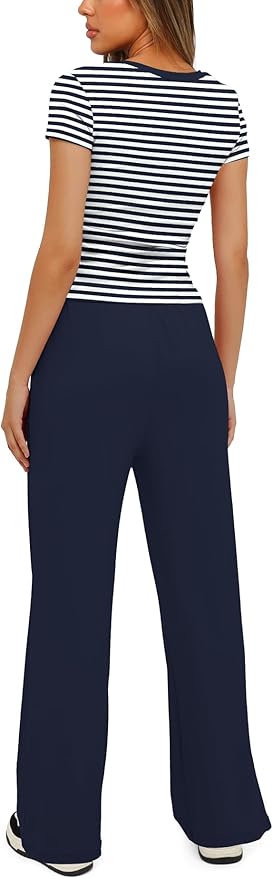 Women's Loungewear Set - Short Sleeve - Pants - 2 Piece