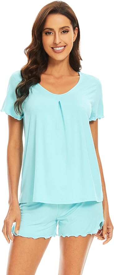 Bamboo Cooling Shorts Pajama Set - Short Sleeve - 2 Piece