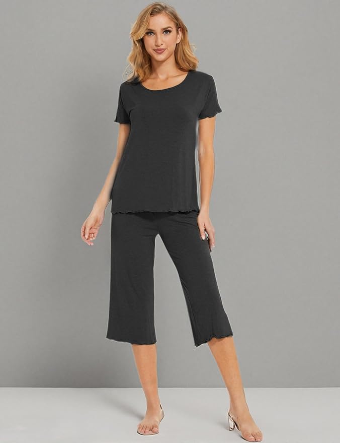 Bamboo Capri Pajama Set - Short Sleeve - 2 Piece