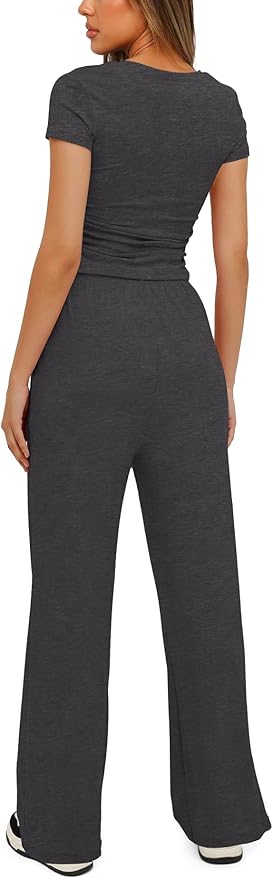 Women's Loungewear Set - Short Sleeve - Pants - 2 Piece