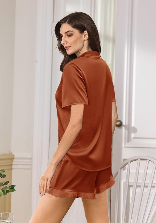 Women's Satin Pajama Set - 2 Piece