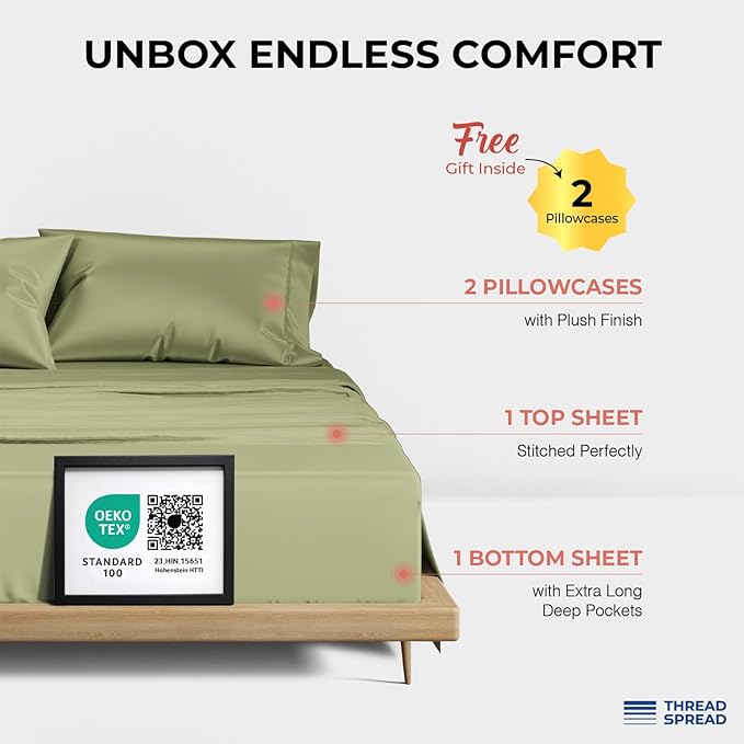 Bed Sheet Set - Queen - 17 in Deep Pocket - 4 Piece