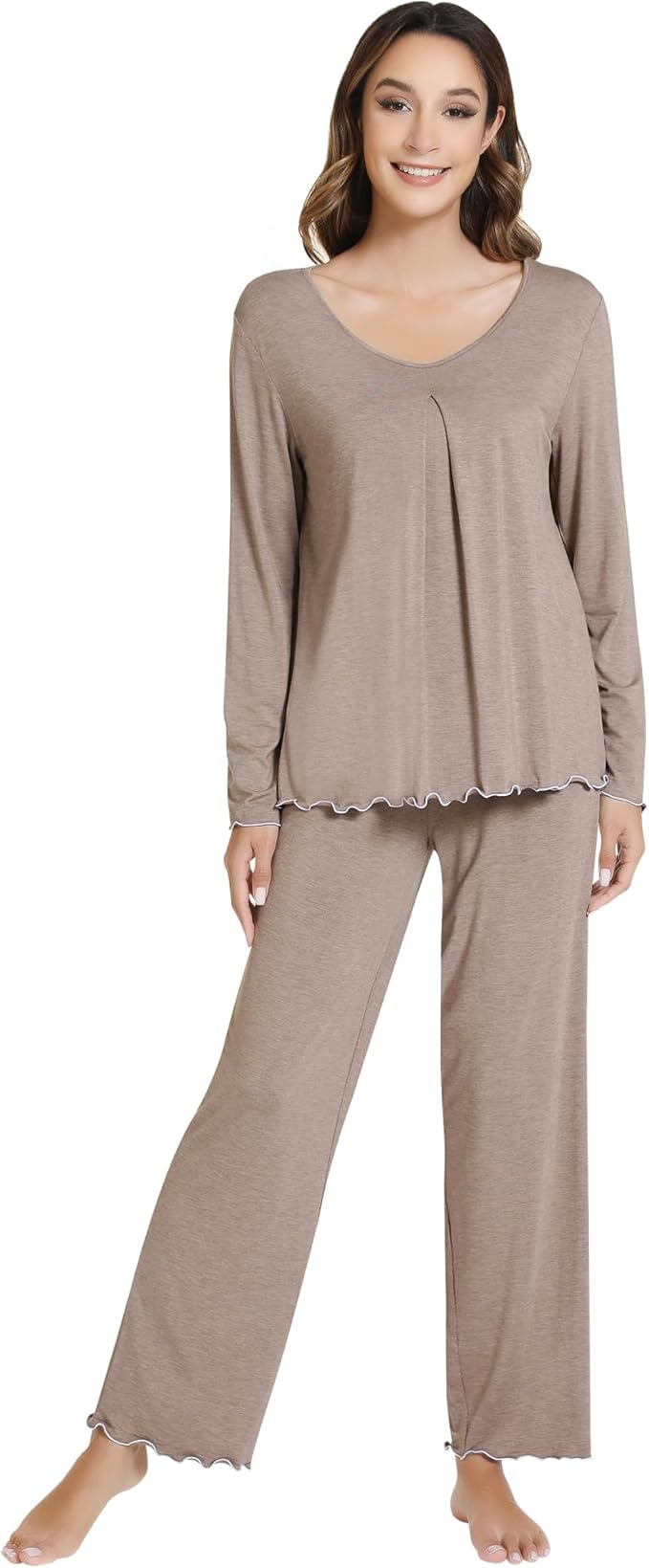 Women's Bamboo Pants Pajama Set - Long Sleeve