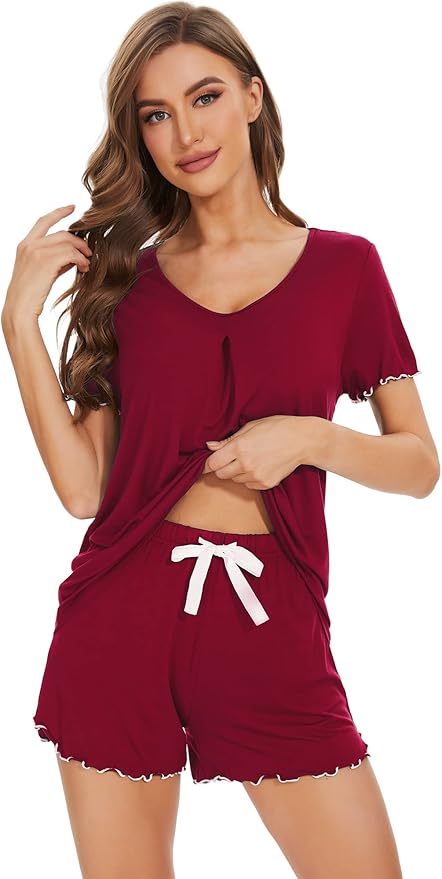 Bamboo Cooling Shorts Pajama Set - Short Sleeve - 2 Piece