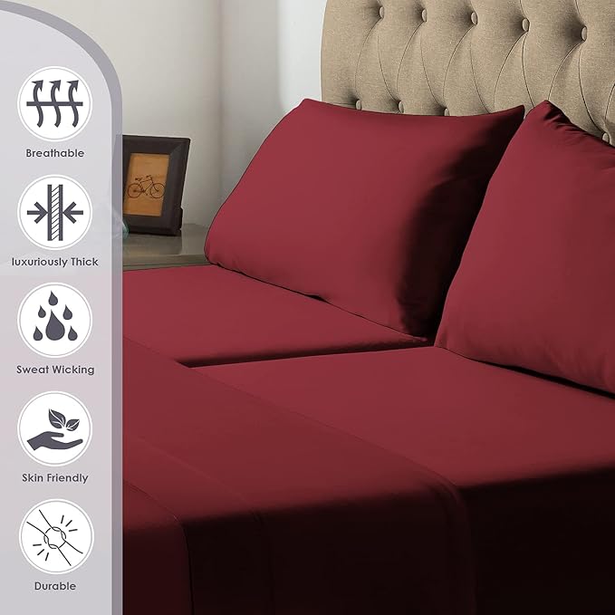 100% Cotton Bed Sheet Set - Split King - 15 in Deep Pocket - 5 Piece