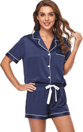 Women's Satin Pajama Set - Short Sleeve - 2 Piece