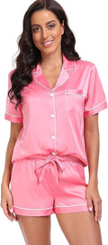 Women's Satin Pajama Set - Short Sleeve - 2 Piece