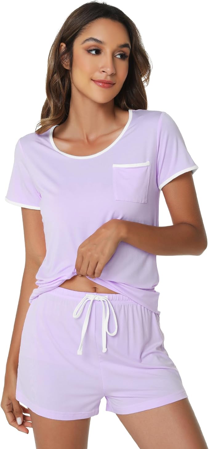 Women's Bamboo Cooling Pajama Set - Short Sleeve - 2 Piece