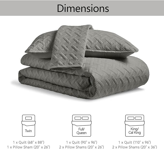 Microfiber Quilt Set - King - 3 Piece