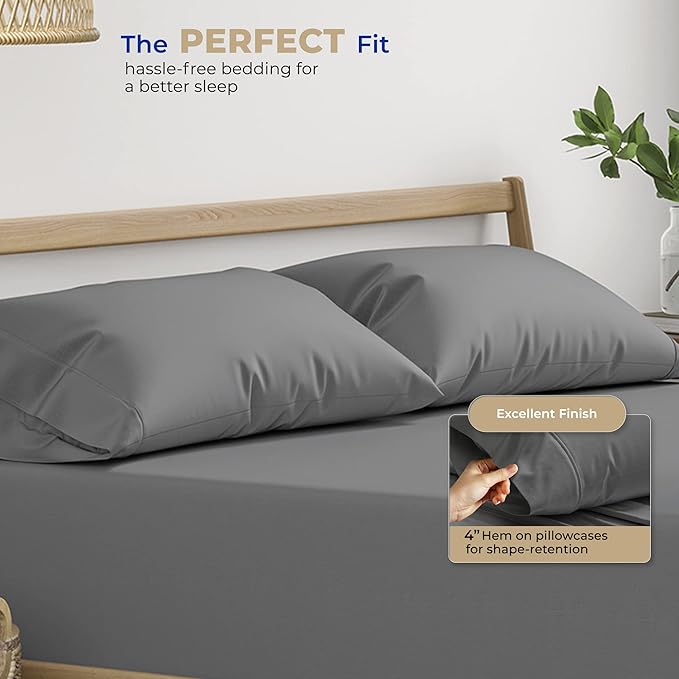 100% Cotton Pillowcase Set - King - 2 Piece