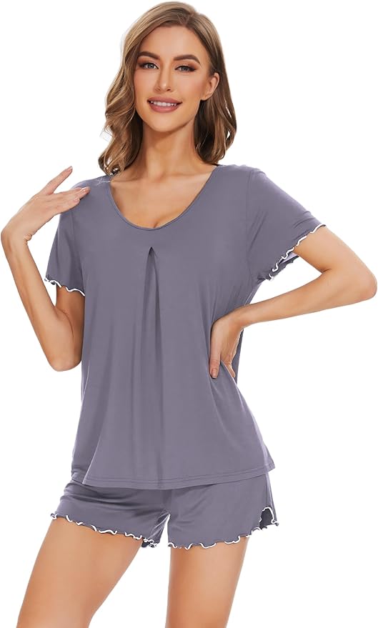 Bamboo Cooling Shorts Pajama Set - Short Sleeve - 2 Piece