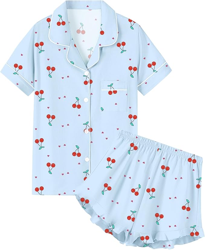 100% Cotton Shorts Pajama Set - Short Sleeve - 2 Piece