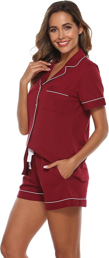 100% Cotton Pajama Set - Short Sleeve - 2 Piece