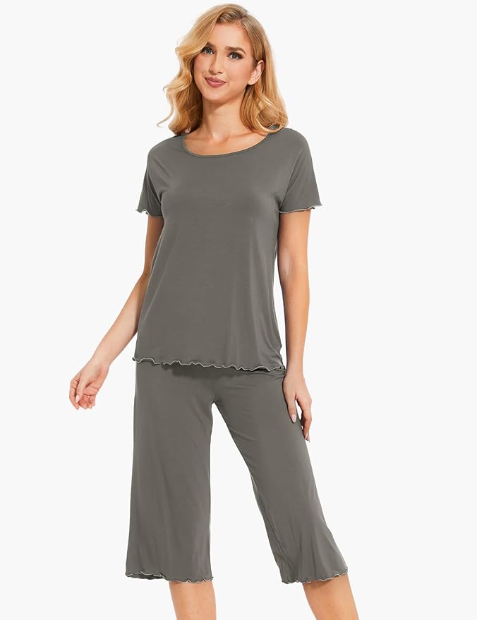 Bamboo Capri Pajama Set - Short Sleeve - 2 Piece