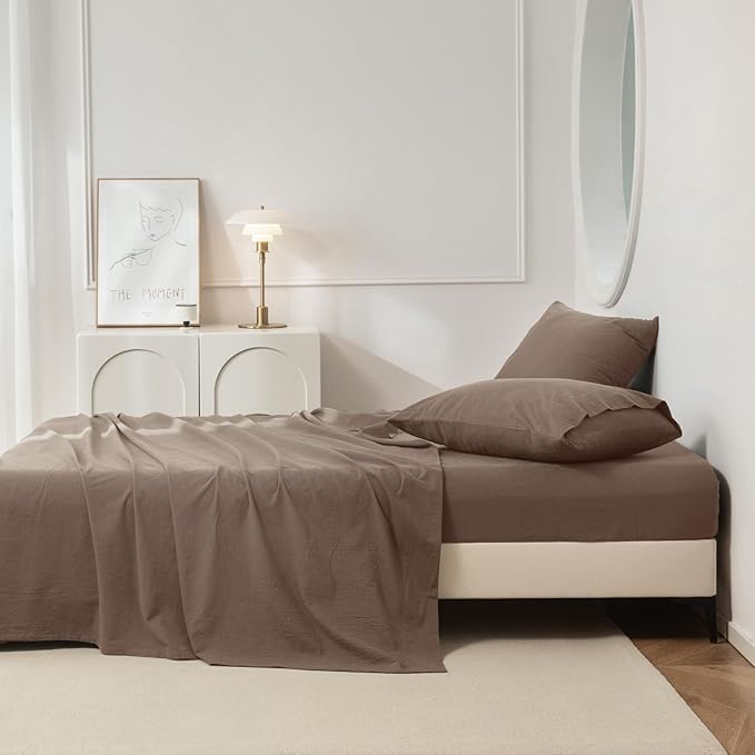 Linen Bed Sheet Set - Queen - 4 Piece
