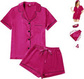 Satin Pajama Set - Short Sleeve - 4 Piece