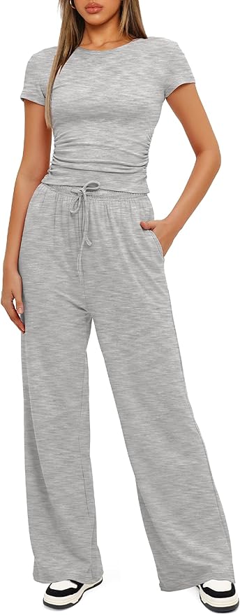 Women's Loungewear Set - Short Sleeve - Pants - 2 Piece
