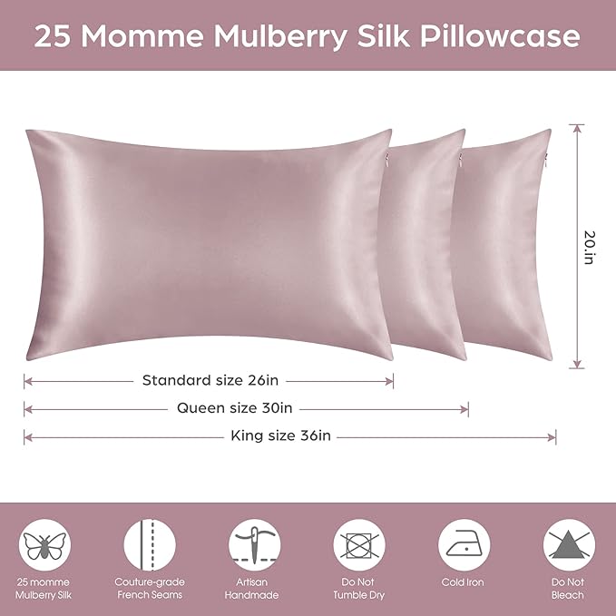 Mulberry Silk Pillowcase Set - King - 2 Pack
