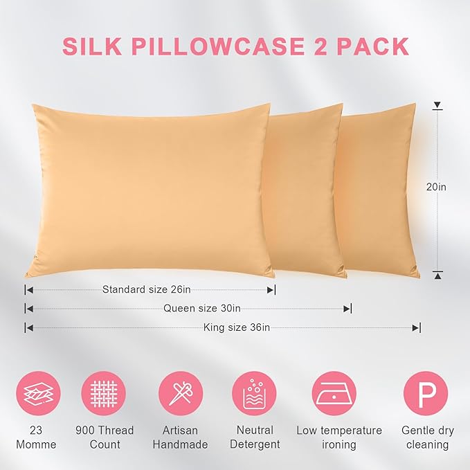 Mulberry Silk Cooling Pillowcase Set - King - 2 Pack