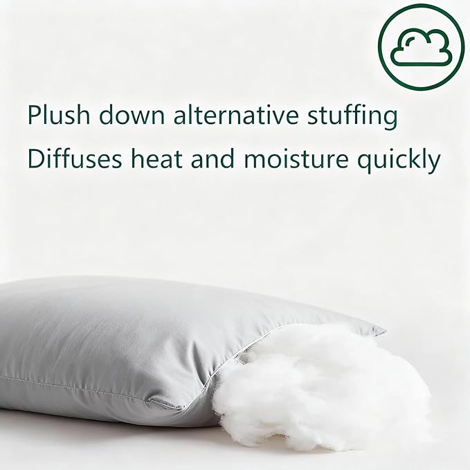 Down Alternative Bed Pillow - King - 20 x 36 in - 2 Piece