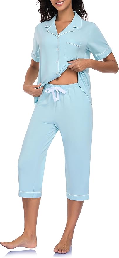 Women's Capri Pajama Set - Short Sleeve